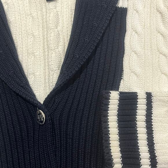 Brooks Brothers Women Large Tennis V Neck Button Down Shawl Cardigan‎ Preppy - Picture 1 of 7
